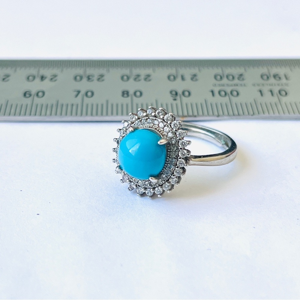 Natural Gemstone High Blue Turquoise Round Ring, Value For Money Unique Jewelry